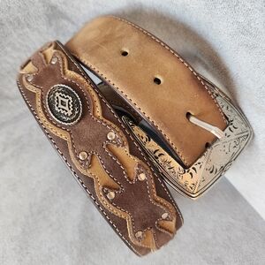 Western belt men's 34 brown thick leather rodeo southwestern heavy duty cowboy